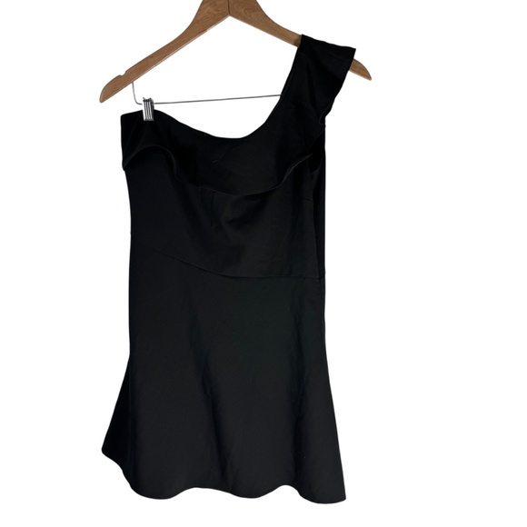 Banana Republic Factory NWT Women's Black Ruffle One Shoulder Dress Sz 10 P - Picture 2 of 10